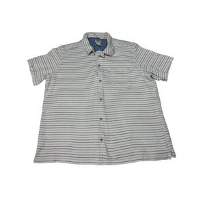 L.L. Bean Mens XXL Regular Fit Short Sleeve‎ Striped Cotton Waffle Shirt